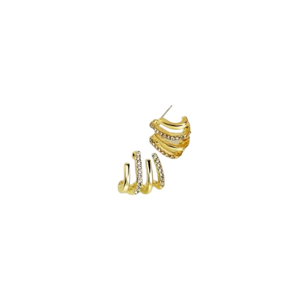 Trendy Chic Gold and Rhinestone Wrap Earrings - Picture 2 of 6